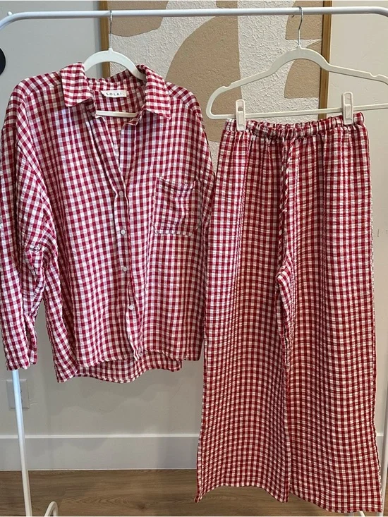 Oversized Red Gingham PJ Set - Picture 3 of 3